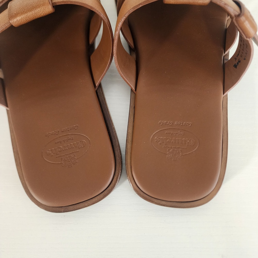 Church's Olivia Leather Fisherman Slide Sandals Brown EU 36.5 Italy summer‎ - Picture 6 of 13
